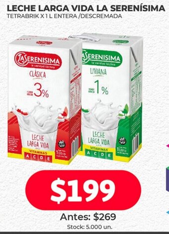 Supermercados Tadicor Leche Larga Vida La Serenísima 1L oferta