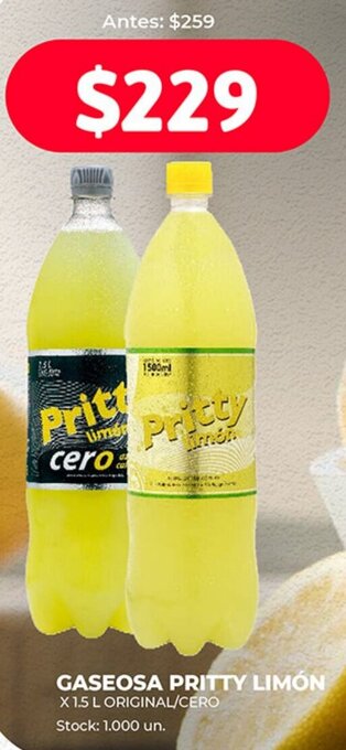 Supermercados Tadicor Gaseosa Pritty Limón 1,5L oferta