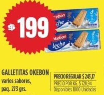 Supermercados Vea Galletitas Okebon 273g oferta
