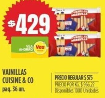 Supermercados Vea Vainillas Cuisine & Co 36un oferta