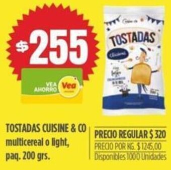 Supermercados Vea Tostadas Cuisine & Co 200g oferta