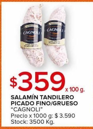 Carrefour Maxi Salamín tandilero picado fino/grueso cagnoli 100g oferta