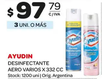 Carrefour Maxi Ayudin Desinfectante Aero Varios x 332 cc oferta