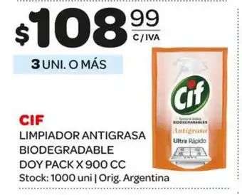 Carrefour Maxi Cif Limpiador Antigrasa Biodegradable Doy Pack x 900 cc oferta