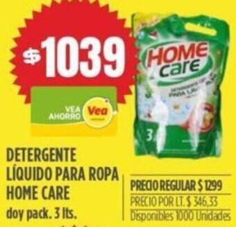 Supermercados Vea Detergente Líquido para Ropa Home Care 3L oferta