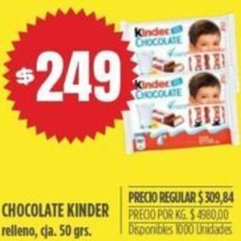 Supermercados Vea Chocolate Kinder 50g oferta