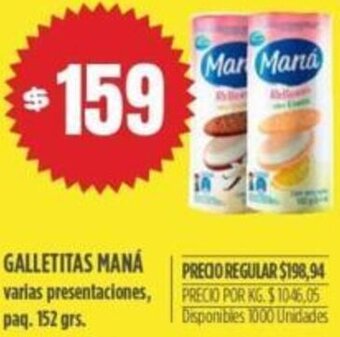 Supermercados Vea Galletitas Maná 152g oferta