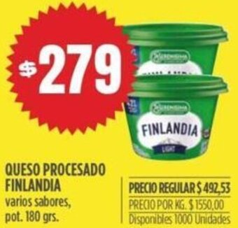 Supermercados Vea Queso Procesado Finladia 180g oferta