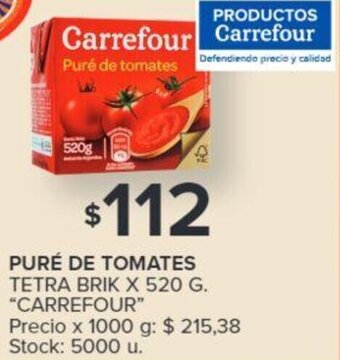 Carrefour Carrefour Puré de Tomate 520g oferta