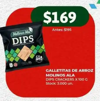 Super MAMI Galletitas de arroz molinos ala dips crackers oferta