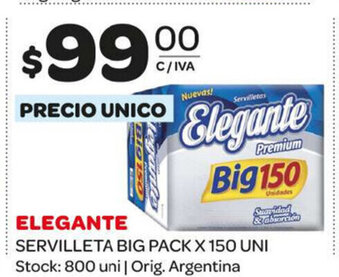 Carrefour Maxi Elegante Servilleta Big Pack x 150 Uni oferta