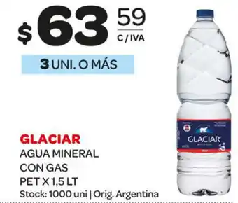 Carrefour Maxi Glaciar Agua Mineral Con Gas Pet x 1.5 Lt oferta