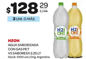 Carrefour Maxi H2OH Agua Saborizada Con Gas Pet Vs Sabores x 2.25 Lt oferta
