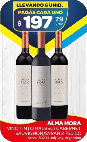 Carrefour Maxi Alma Mora Vino Tinto Malbec/ Cabernet Sauvignon/Syrah x 750 cc oferta