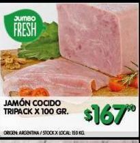Jumbo Jamón cocido tripack 100g oferta