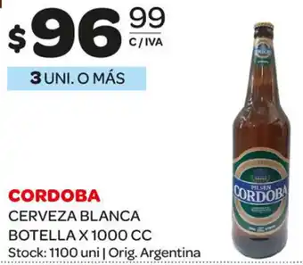 Carrefour Maxi Cordoba Cerveza Blanca Botella x 1000 cc oferta