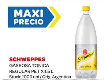 Carrefour Maxi Schweppes Gaseosa Tonica Regular Pet x 1.5 L oferta