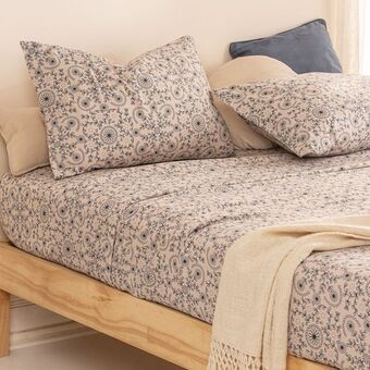 Juego de sábanas queen size extra suave flor circular