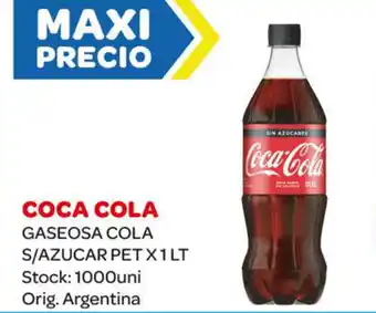 Carrefour Maxi Coca Cola Gaseosa Cola S/Azucar Pet x 1 Lt oferta