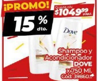 Diarco Shampoo y Acondicionador Dove 750ml oferta