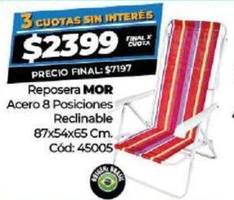 Diarco Reposera Mor Acero 8 Posiciones Reclinable 87x54x65cm oferta