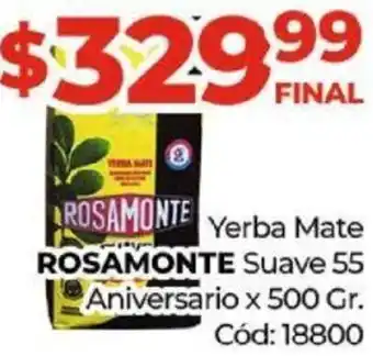 Diarco Yerba Mate Rosamonte Suave 55 Aniversario 500g oferta