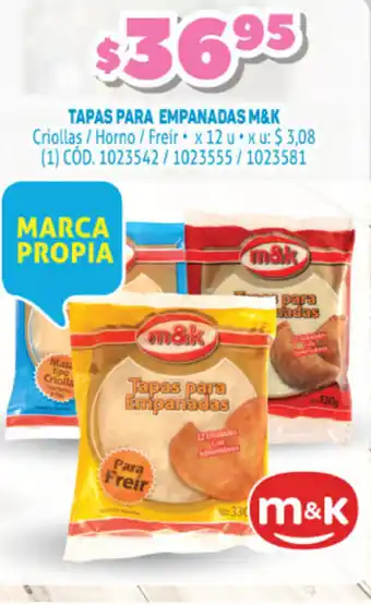 Makro M&K Tapas Para Empanadas Criollas / Horno / Freír x 12 u oferta