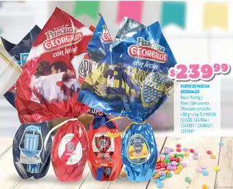 Makro Huevo De Pascua Georgalos Boca / Racing / River / San Lorenzo Chocolate con leche x 88 g oferta