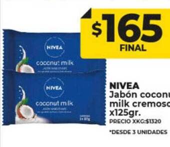 Supermayorista Vital Nivea jabón coconut milk cremoso oferta