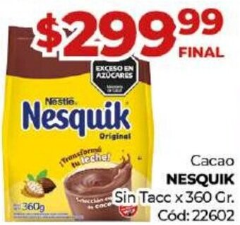 Diarco Cacao Nesquik Sin Tacc 360g oferta