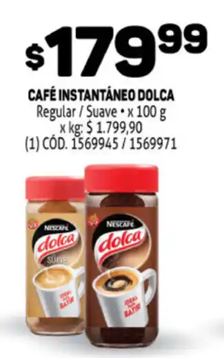 Café Instantáneo Dolca Regular / Suave x 100 g
