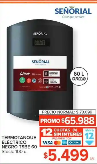 Termotanque eléctrico negro tsbe 60