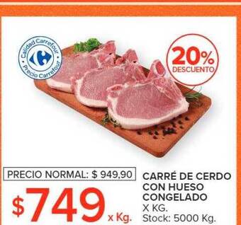 Carrefour Market Carré de cerdo con hueso congelado oferta