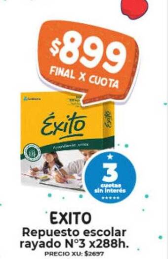 Supermayorista Vital Exito repuesto escolar rayado n°3 oferta