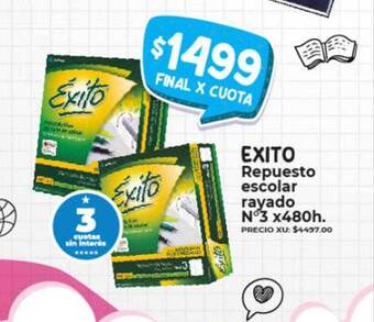 Supermayorista Vital Exito repuesto escolar rayado n°3 oferta