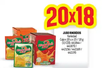 Makro Rindedos Jugo Variedad Caja x 20 u x 15 / 18 g oferta