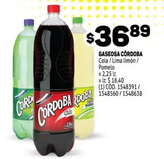 Makro Córdoba Gaseosa Cola / Lima limón / Pomelo x 2,25 lt oferta