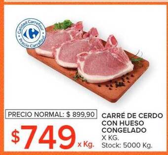 Carrefour Carré de cerdo con hueso congelado oferta