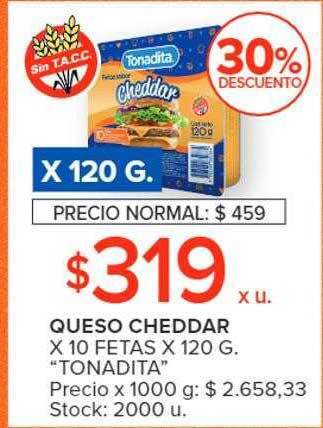 Carrefour Queso cheddar tonadita oferta
