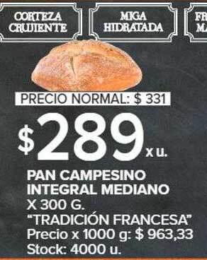 Carrefour Pan campesino integral mediano oferta