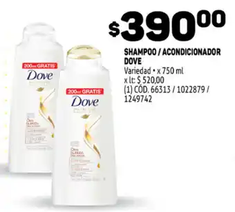 Makro Dove Shampoo / Acondicionador 750 ml oferta
