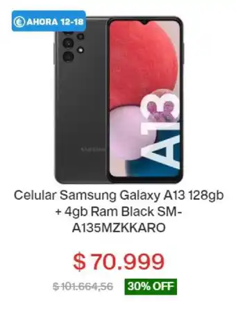 Garbarino Celular Samsung Galaxy A13 128GB + 4GB RAM Black SM-A135MZKKARO oferta