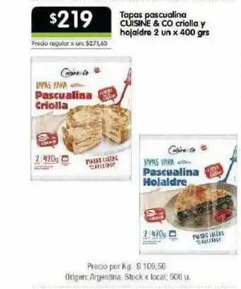 Jumbo Tapas pascualina cuisine & co criolla y hojaldre oferta