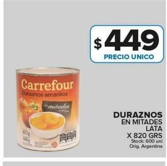 Carrefour Maxi Duraznos en mitades carrefour 820g oferta