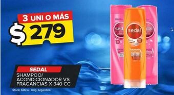 Carrefour Maxi Shampoo/ acondicionador sedal vs fragancias x 340cc oferta