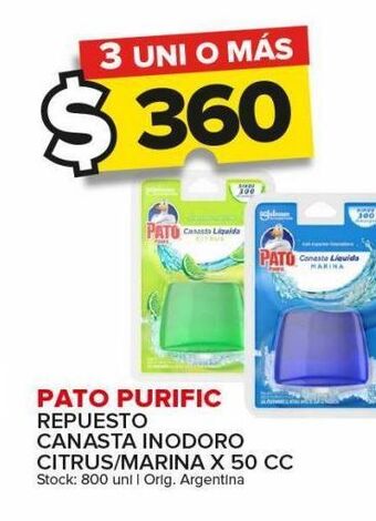 Carrefour Maxi Repuesto canasta inodoro pato purific citrus/marina x 50cc oferta