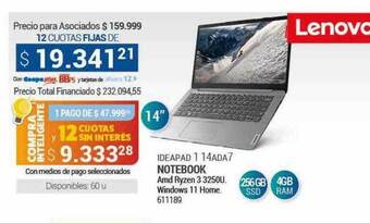 Cooperativa Obrera Ideapad notebook oferta