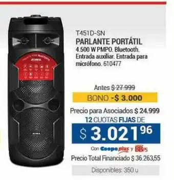 Cooperativa Obrera Parlante portátil oferta