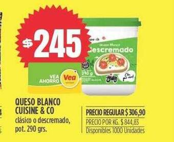 Supermercados Vea Queso blanco cuisine & co oferta