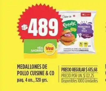 Supermercados Vea Medallones de pollo cuisine & co oferta